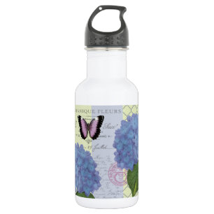 modern vintage hydrangea and butterfly 532 ml water bottle