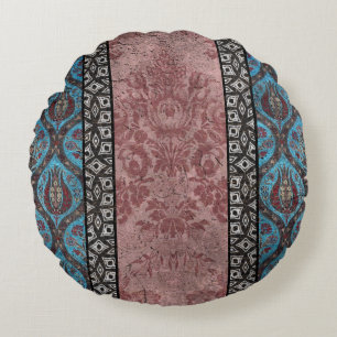 Modern Vintage Inspired Floral Design Round Cushion