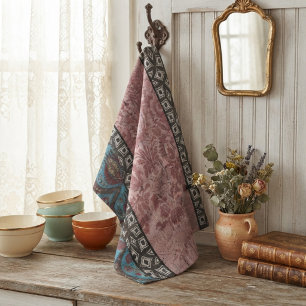 Modern Vintage Inspired Floral Design Tea Towel