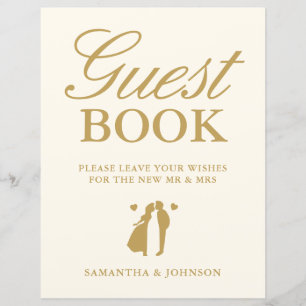 Modern Vintage Ivory Guest Book Wedding Sign