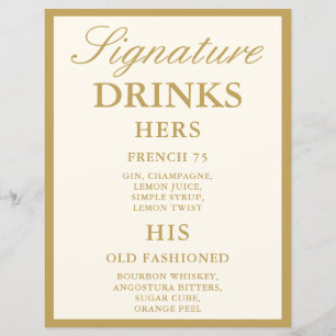 Modern Vintage Ivory Signature Drinks Wedding Sign