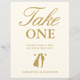 Modern Vintage Ivory Take One Wedding Favor Sign