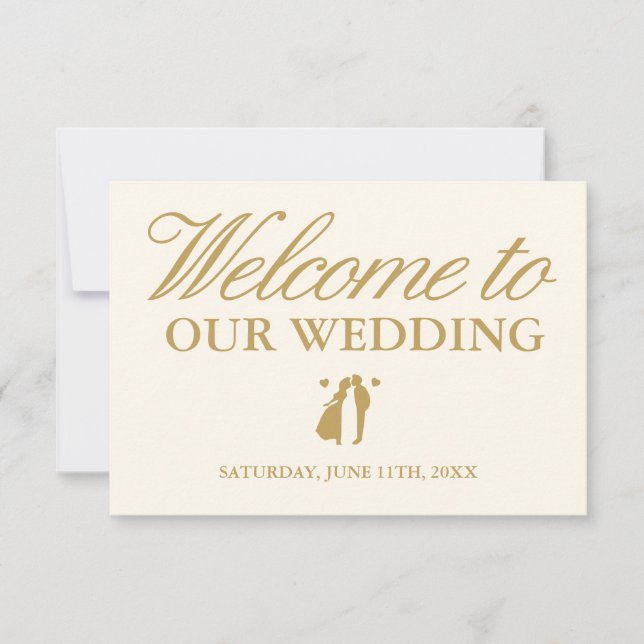 Modern Vintage Ivory Wedding Welcome Card (Front)