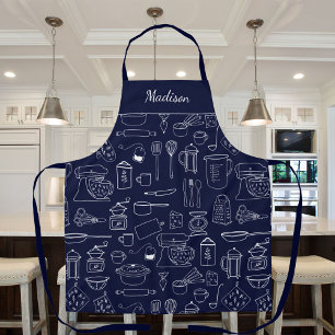 Modern Vintage Kitchen Utensils Cute Doodle Apron