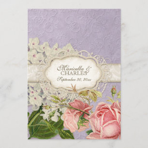 Modern Vintage Lace Tea Stained Hydrangea n Roses Menu