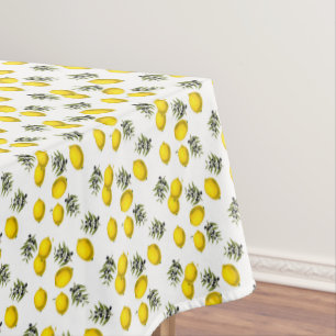 Modern Vintage Lemon & Olive Pattern Tablecloth