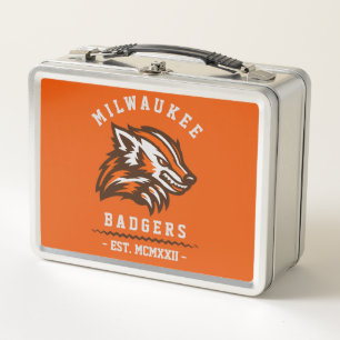 Modern Vintage Milwaukee Badgers Est. Orange Metal Lunch Box