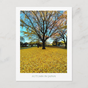 Modern Vintage Mt Fuji Japan Autumn Gold Ginkgo Ph Postcard