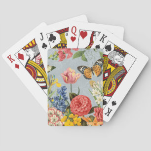 modern vintage multl botanical flowers playing cards