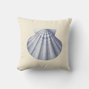 Modern Vintage Navy Blue Shell on Cream Beige Cushion
