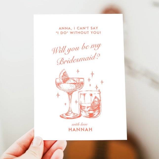 Modern Vintage Orange Bridesmaid Proposal Card (Creator Uploaded)