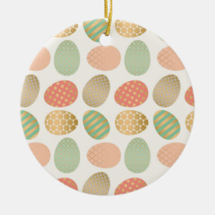 modern vintage pastel graphic easter eggs ceramic tree decoration