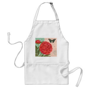 Modern vintage Peony and butterfly Standard Apron