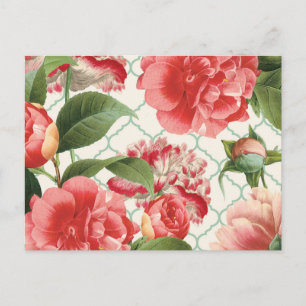 modern vintage peony postcard