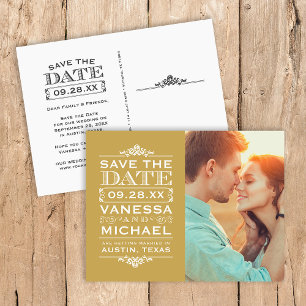Modern Vintage Photo Save the Date Announcement Po Postcard