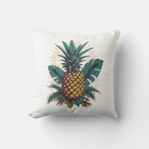 Modern Vintage Pineapple leaves Summer Vacation    Cushion