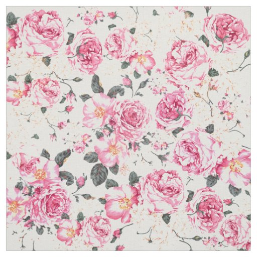 Modern Vintage Pink Black Roses Floral Pattern Fabric Zazzle Com Au