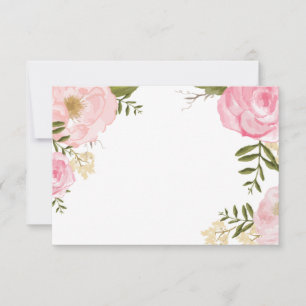 Modern Vintage Pink Floral Wedding Blank Card