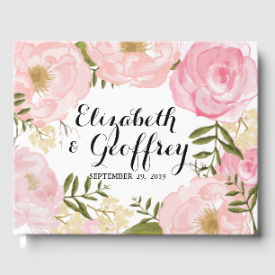 Modern Vintage Pink Floral Wedding Personalised Guest Book