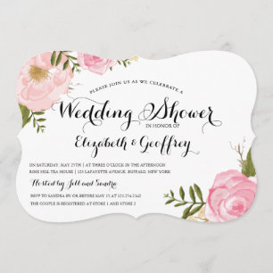 Modern Vintage Pink Floral Wedding Shower Invitation