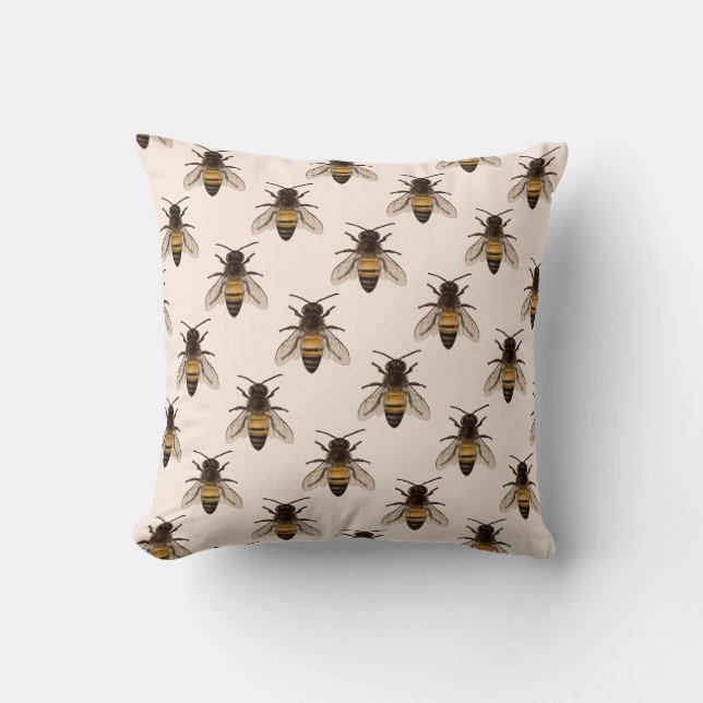 Modern Vintage Queen Bee Drawing Cushion (Front)