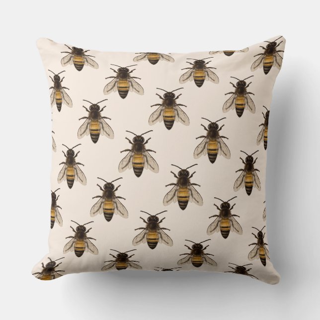 Modern Vintage Queen Bee Drawing Cushion (Front)