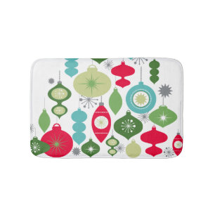 modern vintage retro christmas tree bath mat