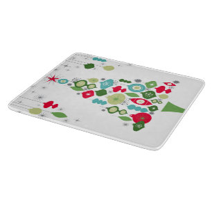 modern vintage retro christmas tree cutting board