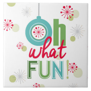 modern vintage retro Christmas typograpahy phrase Ceramic Tile