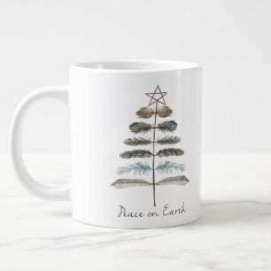 modern vintage rustic winter feather tree large coffee mug