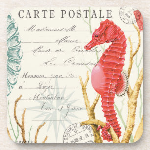 modern vintage seahorse coaster