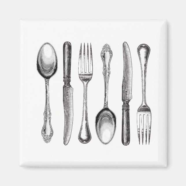 modern vintage silverware magnet (Front)
