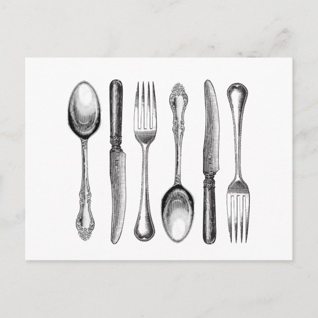 modern vintage silverware postcard (Front)