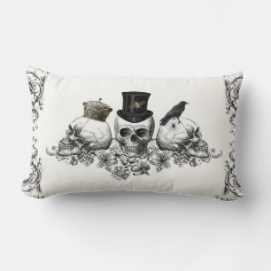 Modern Vintage skull Halloween pillow