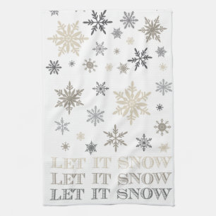 modern vintage snowflakes tea towel