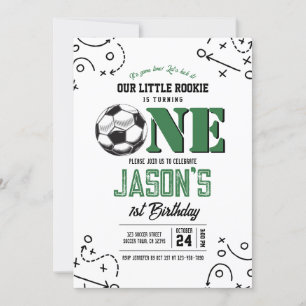 Modern Vintage Soccer Sports 1st Birthday Invitation