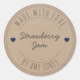 Modern Vintage Strawberry Jam Kraft Paper Canning Classic Round Sticker
