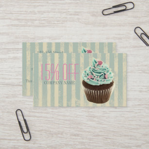 modern vintage teal  bakery dessert cupcake business card