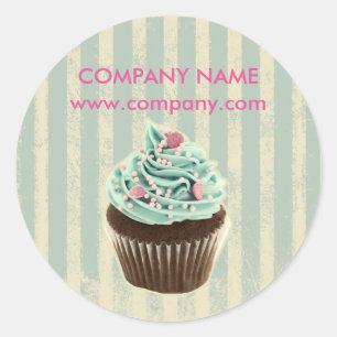modern vintage teal bakery dessert cupcake classic round sticker
