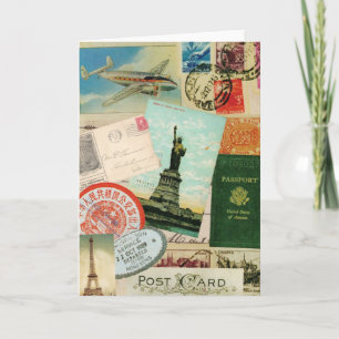 modern vintage travel collage card