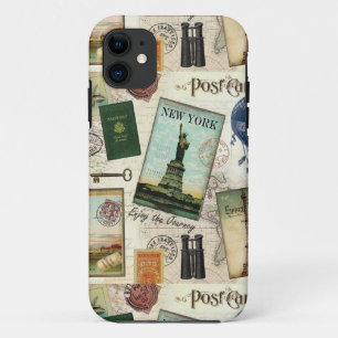 modern vintage travel collage iPhone 11 case