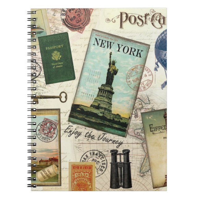 modern vintage travel collage notebook (Front)