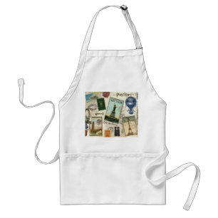 modern vintage travel collage standard apron