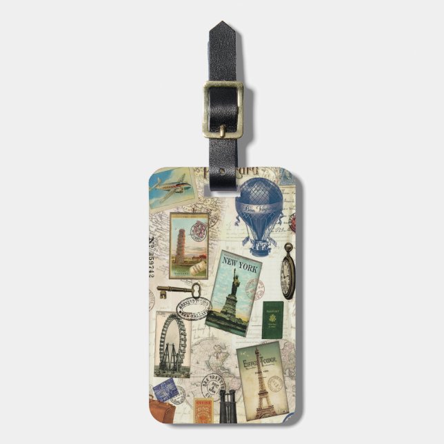modern vintage travel luggage tag (Front Vertical)