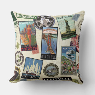 Modern Vintage Travel USA Cushion