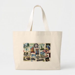 modern vintage travel USA Large Tote Bag