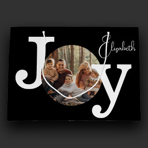 Modern Vintage Typewriter Family Christmas Photo Large Gift Bag