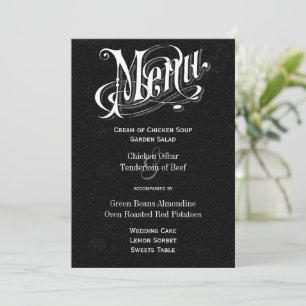 Modern Vintage Typography Chalkboard Wedding Menu