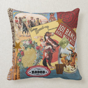 modern vintage western cowgirl cushion