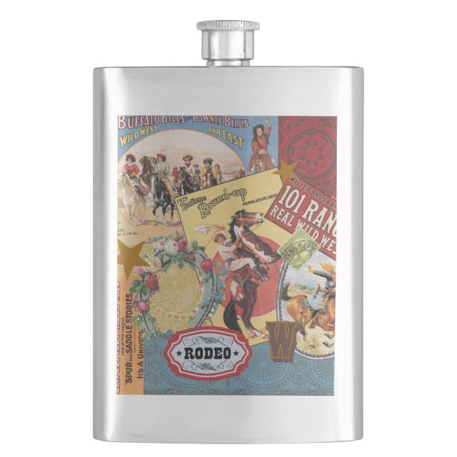 modern vintage western cowgirl hip flask (Front)